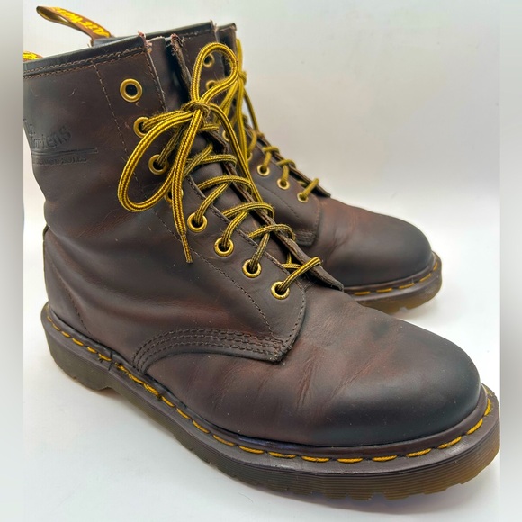 Dr. Martens Shoes - RARE Vintage 90s Dr Martens Brown Boots Made in England Doc Martens Sz 10 AW004
